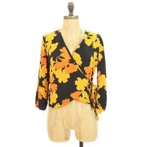 Topshop Big Bloom Top Sz 4 US Tie Wrap Floral